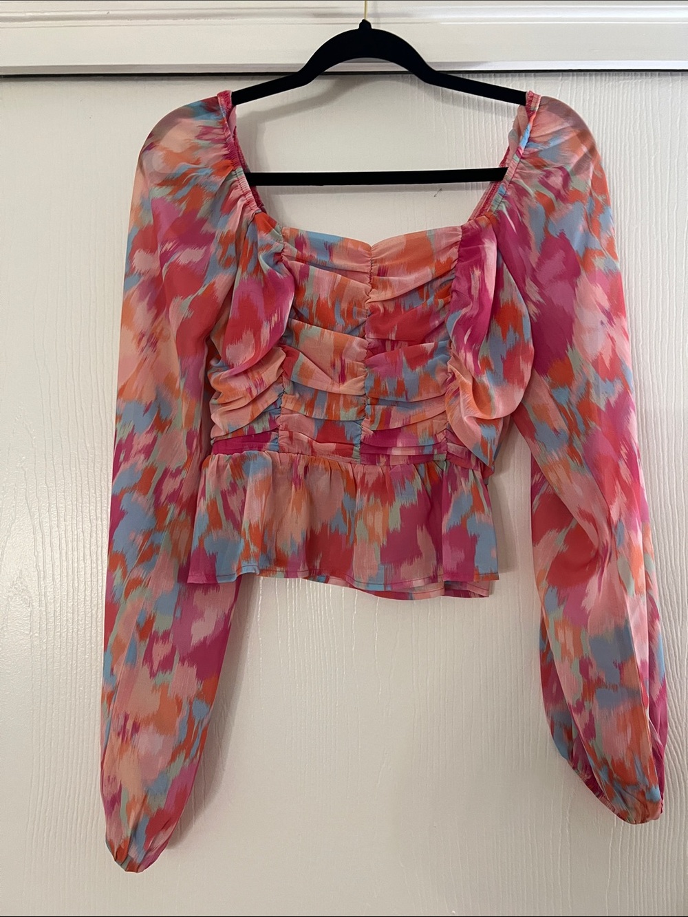 Pink Lily Pink Multi-Color Ruffle Peplum Blouse